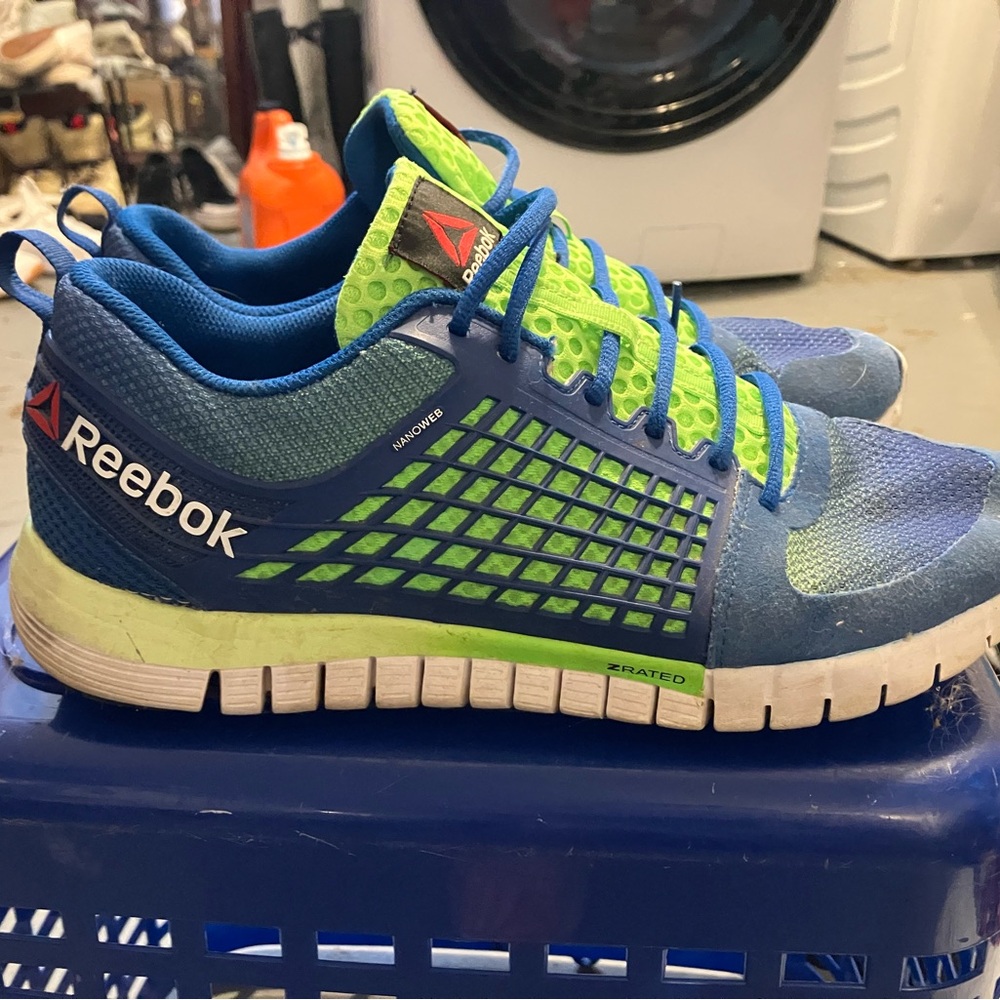 Reebok Kids Blue and Neon Green Sneakers